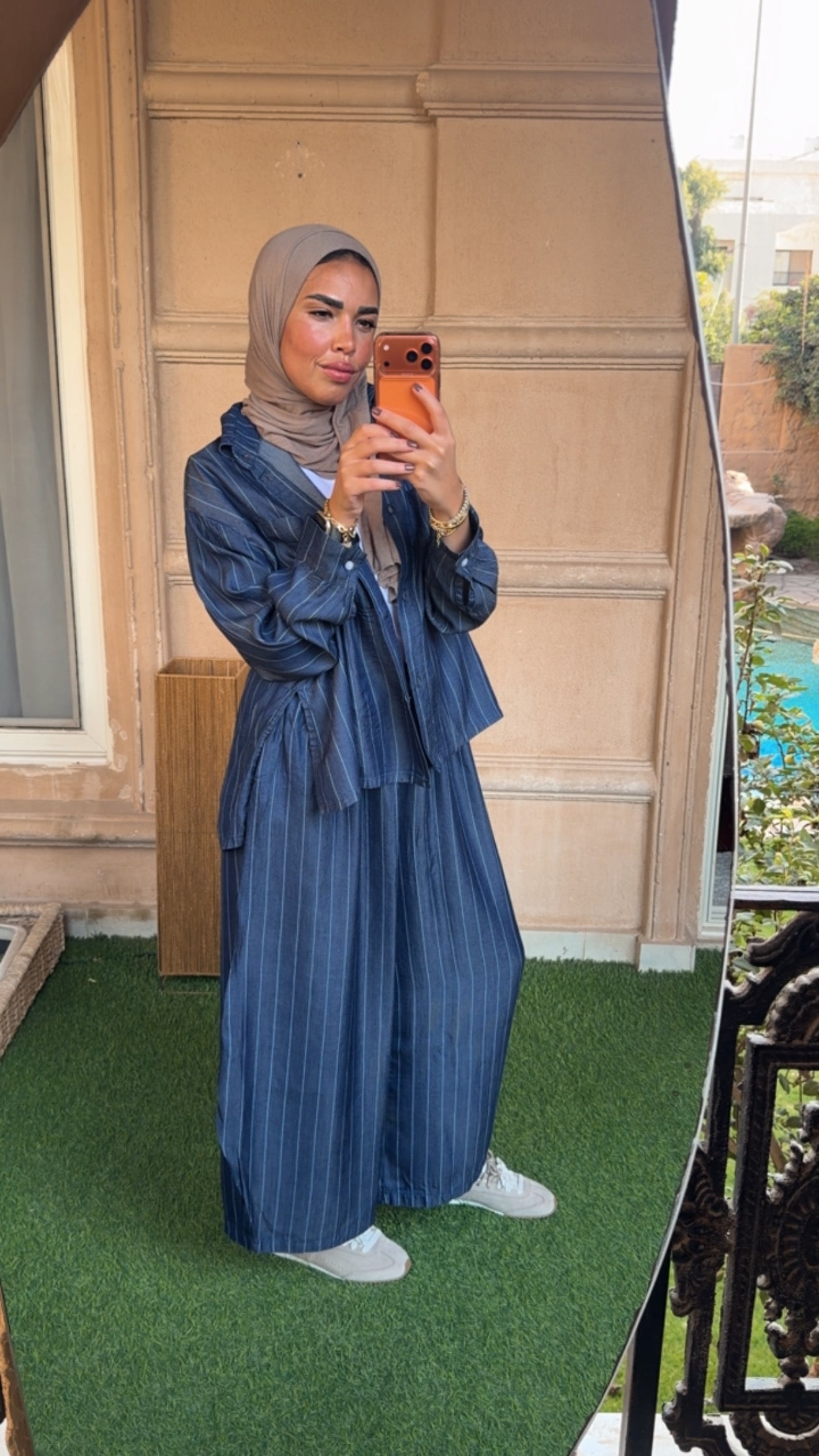 Striped Denim Set