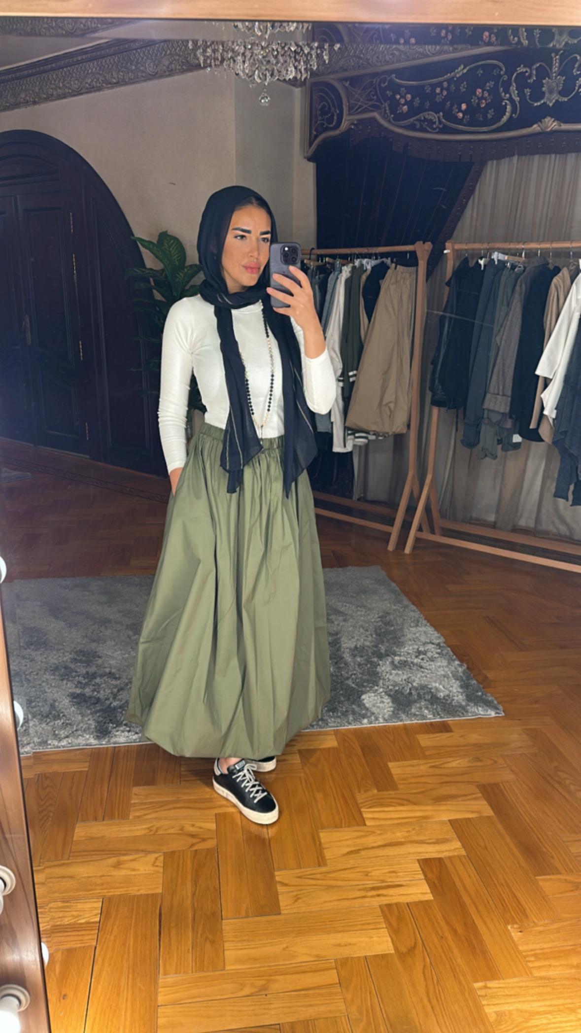 Olive Balloon Skirt