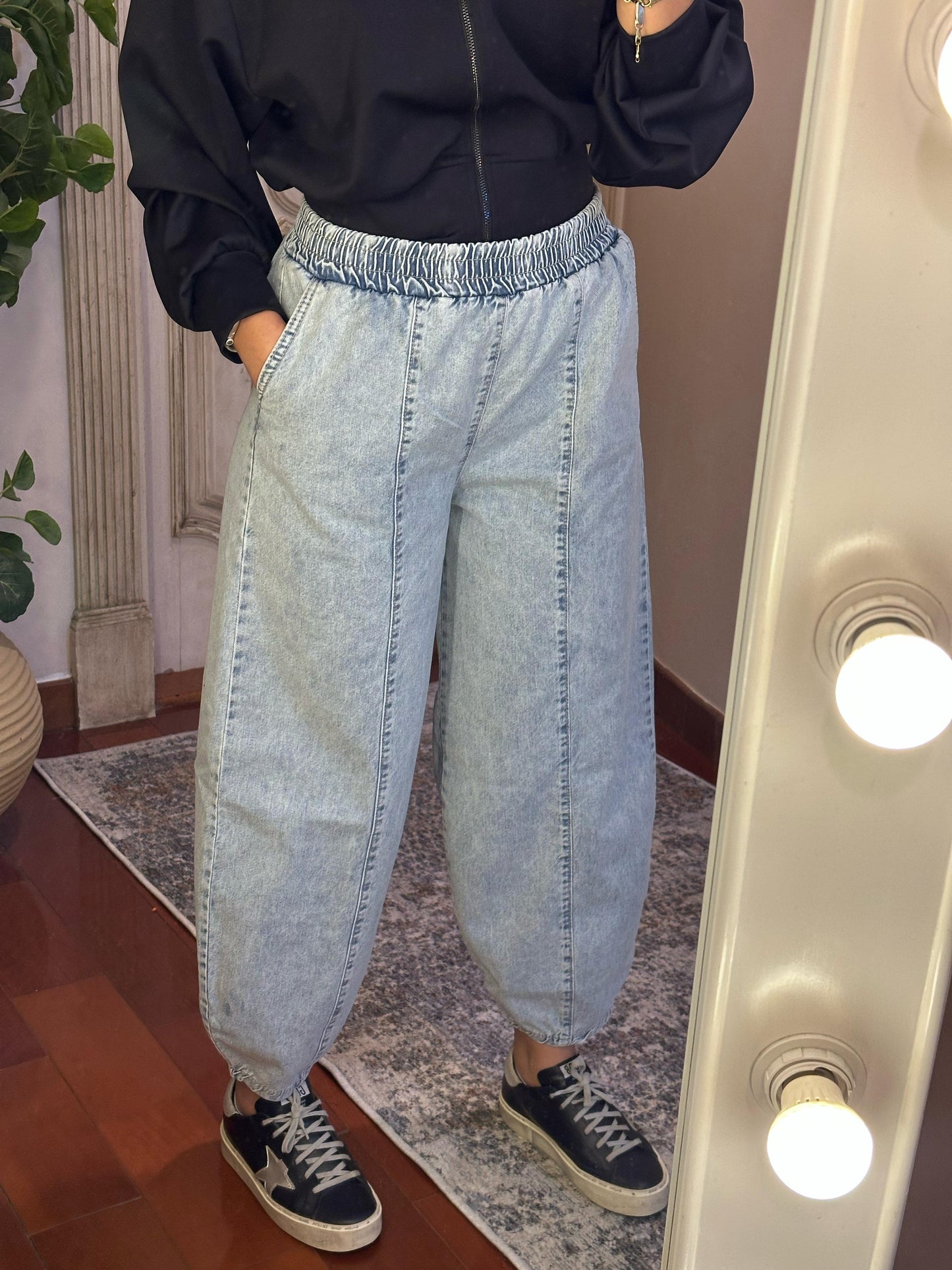 Balloon Denim Pants - Blue