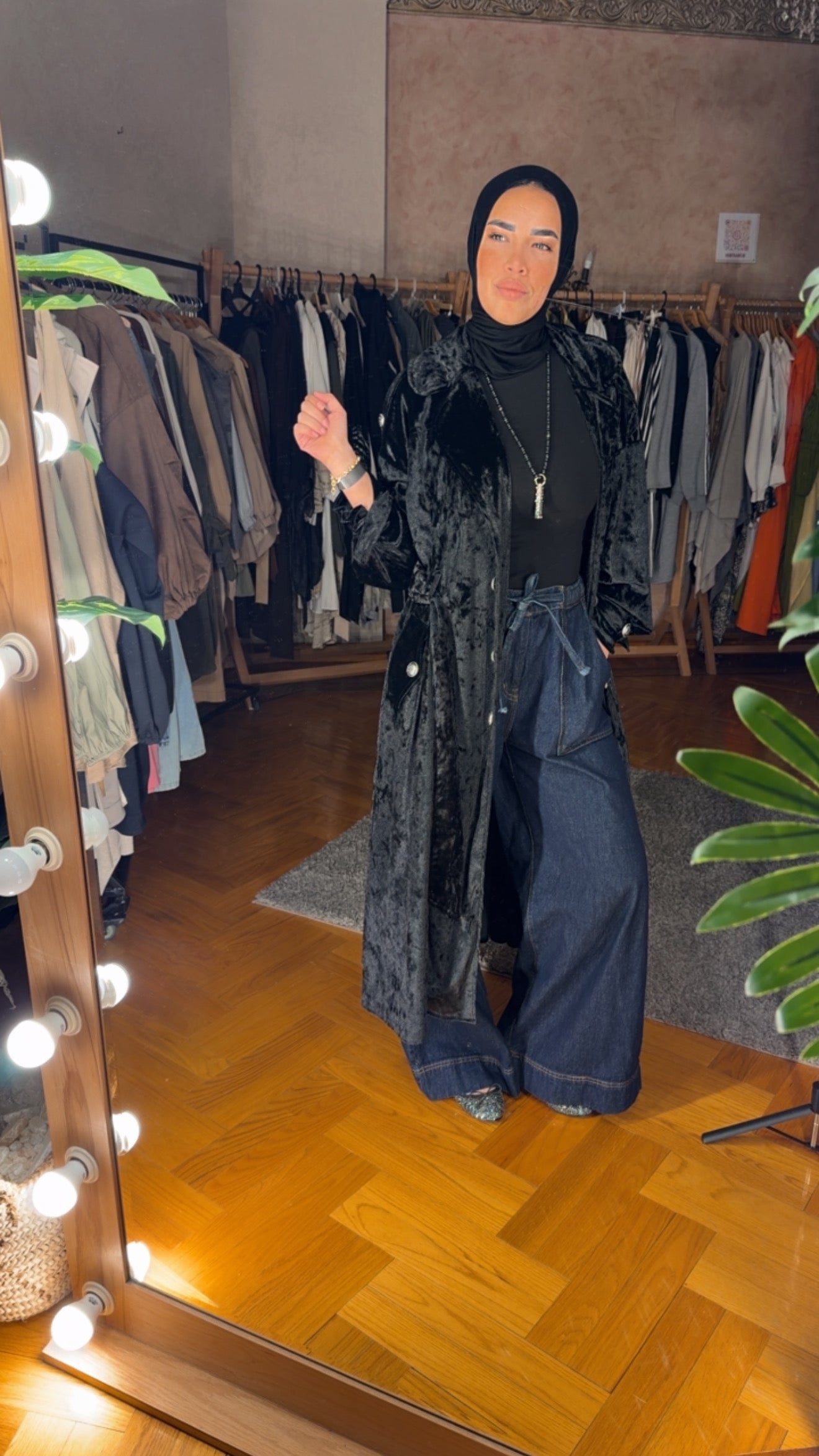 Black velvet coat