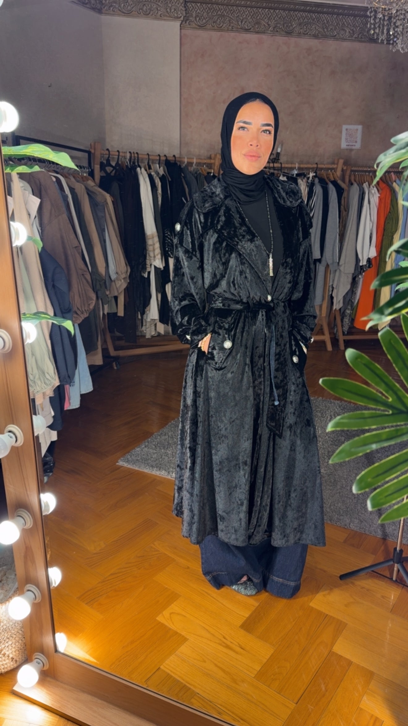 Black velvet coat
