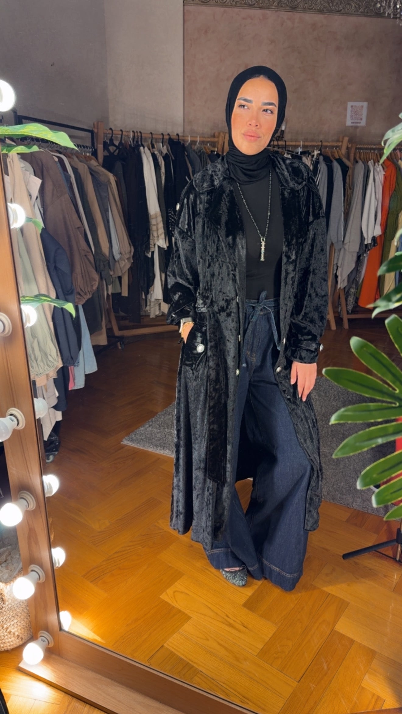 Black velvet coat
