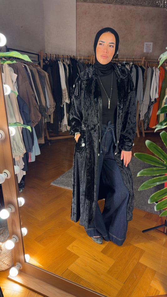 Black velvet coat