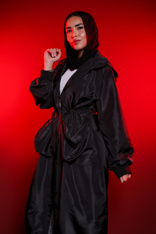 Black Fringe Trench Coat