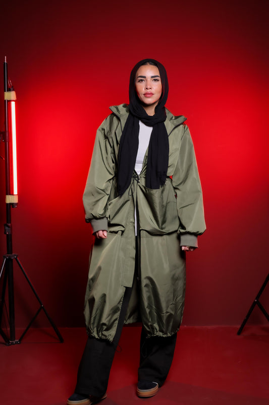 Olive Fringe Trench Coat